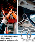 Mechanic using Pro Grade Oil Drain Plug Gasket Set With Crush Washers And Seals For Audi A3 A4 A5 A6 A7 A8 Q3 Q5 Q7 TT RS7 And VW Jetta Passat