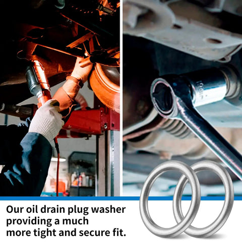Mechanic using Pro Grade Oil Drain Plug Gasket Set With Crush Washers And Seals For Audi A3 A4 A5 A6 A7 A8 Q3 Q5 Q7 TT RS7 And VW Jetta Passat