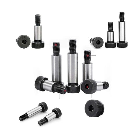 Beefy Heavy-Duty Alloy Steel Shoulder Bolts Set For Tough Applications, 1/2 Inch Diameter, 2 Inch Length, 3/8-16 Threads, Hex Socket, Black Oxide Finish