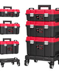 3 In 1 Rolling Tool Box On Wheels With Stackable Modular Organizer System 17 Inch Portable Waterproof Toolbox for garage mechanics