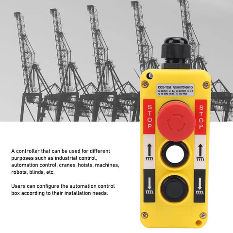 Beefed Up Industrial Hoist Crane Push Button Switch IP68 Waterproof with Emergency Stop and flame retardant PC shell