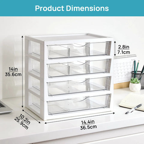Slick Clear Desktop Organizer With Four Tier Pull Out Drawers And Built In Dividers Keep Your Boss Level Workspace Clean And Ready To Grind For Any Office Supplies Or Stationery Storage Setup