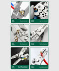 Compact Manual Wire Stripper Pliers Cutter And Gripper Tool 7.4 Inch functions including wire stripping, cutting, and winding.