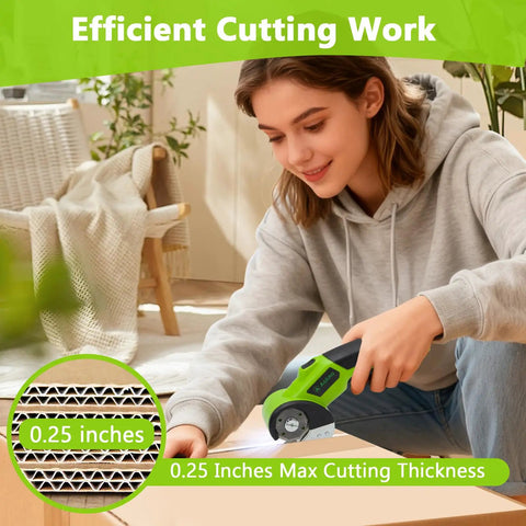 Cordless Electric Scissors With 2000mAh Rechargeable Battery And LED Light, Automatic Rotating Blade cutting cardboard 0.25 inches thick