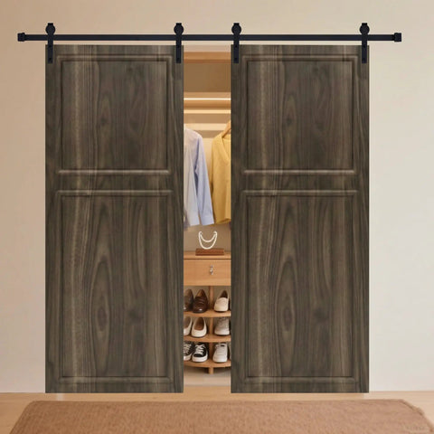 Heavy Duty Sliding Barn Door With Complete Hardware Kit For Closets Or Living Room Smooth As Butter Track System crafted with Solid HDF core.