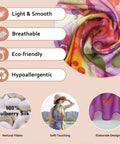 Extra Large One Hundred Percent Mulberry Silk Shawl For Women Dope Lightweight Pashmina Wrap Floral Pattern Ninety By Forty Three Inches