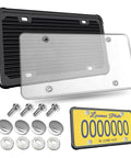 Clear License Plate Protector With Silicone Frame Sturdy Unbreakable Shield For Front And Back Plates Easy Screw Mount With Caps