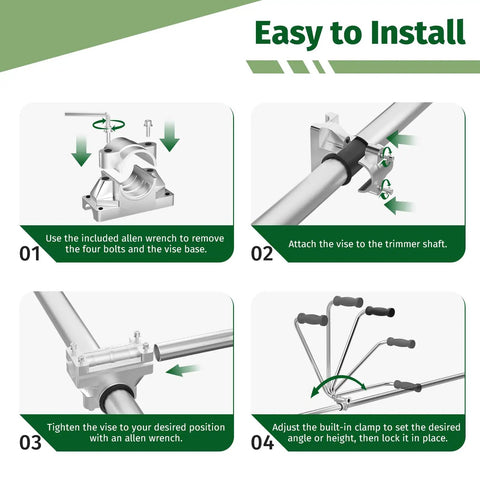Easy installation steps for Upgraded Ergonomic Weed Eater Handle With Non Slip Grip Adjustable Shoulder Harness And Bracket Clamp Universal Back Saver Trimmer Handle Extension For Easy Lawn Care And Yard Trimming