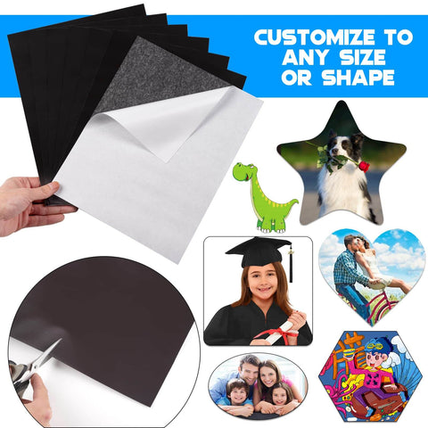 Adhesive Magnetic Sheets 8.5x11 Letter Size Pack Of 8 Self Stick Magnet Sheets for home, classroom, office; customizable DIY crafts.
