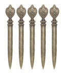 Five Piece Retro Envelope Opener Set Zinc Alloy Letter Openers For Quick Mail Opening Sword Shaped Design Lightweight Durable Office And Home Tool For Letters, showing five ornate pieces in a line.