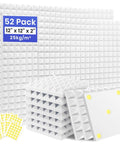 52 Pack Pyramid Acoustic Foam Panels 12X12X2 Inch Heavy Duty Sound Dampening Wall Tiles With Double Side Adhesive Tape. Set of white foam tiles.