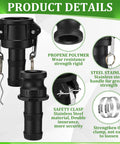 2 Set Type C And E 1 Inch Camlock Fittings Kit Polypropylene Cam And Groove Hose Fittings With 1 Inch Female Coupling