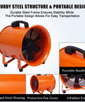 12 Inch Utility Blower Exhaust Fan With 32.8 Ft Duct, 3500 CFM High Velocity Low Noise Heavy Duty Air Extraction shown with steel structure