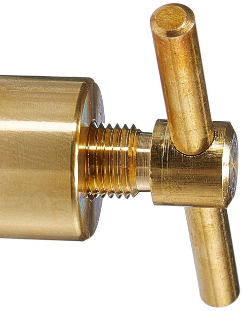 Brass nitrogen regulator close-up with threaded inlet and T-handle control knob