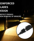 Outdoor Extension Cord 10 Ft 16/3 SJTW Black Heavy Duty Cable With Grounded 3 Prong Plug For Weatherproof Power To Christmas Lights And Outdoor Decorations UL Listed Water Resistant Flame Retardant Slip Resistant, image shows reinforced plug design for protection.