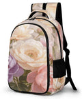 Soft Vintage Peony Bloom Printed Unisex Backpack with Large Capacity and easy access main compartment.