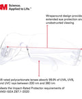 Virtua Clear Lens Safety Glasses Unisex Lightweight Wraparound Eyewear with ANSI Z87 High Impact Protection, side view.