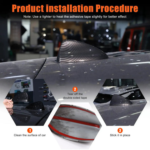 Installation of Shark Fin Antenna Cover Cap For Alfa Romeo Giulia Stelvio, Slick Carbon Fiber Pattern Exterior Car Decor
