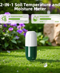 WiFi Soil Moisture And Temperature Sensor For Lawn And Garden No Hub Required Real Time App Alerts IP67 Waterproof Pro Grade Soil Meter in a garden setting