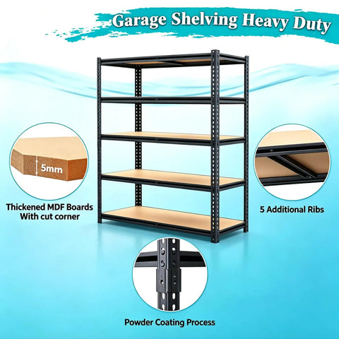Heavy Duty Garage Shelving Unit 72 By 36 Inches Featuring Matte Black Steel Frame And Thick Mdf Shelves For Tool Organization Basement Storage Or Workshop Use A Total Storage Beast That Takes Any Load Like No Sweat