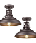Industrial Semi Flush Mount Ceiling Light Fixture 12 Inch With Oil Rubbed Bronze Finish Dope Farmhouse Style Two Pack