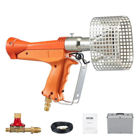 Powerful Propane Heat Gun With 187660 BTU Output Adjustable Regulator 26 Ft Hose Hard Carrying Case displayed