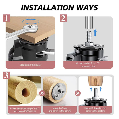 Installation guide for Easy Peasy Height Adjustment Solid As A Rock Heavy Duty Swivel Casters Set Of Four.