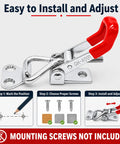 Sixteen Pack Adjustable Toggle Clamp 330 Lb Heavy Duty 4001 Style Toggle Latch with red handle easy install steps