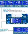 Beefy 12A DC To DC Step Down Power Supply Module With LCD Display Output From 1.2V To 32V 0 To 12A Adjustable CV CC Buck Converter Voltage Regulator Wide 5.3V To 32V Input Great For LED Drivers Battery Charging Solar Panels RV showing LCD screen and buttons