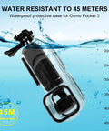 Underwater Dive Case For Osmo Pocket 3 Waterproof Housing with Accessories, 45M 147FT Depth, clear PC shell, underwater view