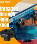 T Track Knob Kit With 7 Star Knob And 5/16-18 Bolts And Washers, 10 Pack, shown on a woodworking jig in use