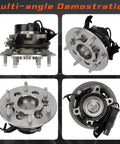 Multi-angle view of 2WD Front Right Wheel Hub And Bearing Assembly For Chevrolet Colorado, GMC Canyon, And Isuzu with ABS and 6 Lug Pattern
