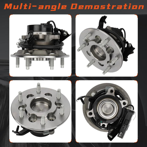 Multi-angle view of 2WD Front Right Wheel Hub And Bearing Assembly For Chevrolet Colorado, GMC Canyon, And Isuzu with ABS and 6 Lug Pattern