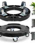 Adjustable Drum Dolly With Locking Wheels Fits 15 To 19 Inch Drums And Round Loads Heavy Duty 440 Lbs Capacity, showing uses for plants and barrels