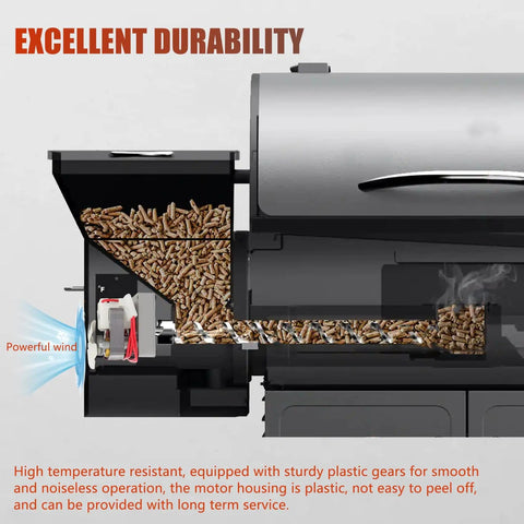 2.0 RPM Auger Motor Replacement For Pit Boss Camp Chef Wood Pellet Grills Universal 120V 60Hz 2 Pole Drive Motor shown installed