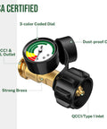 Propane Tank Gauge Level Indicator For 5 To 40 Pound Tanks With 100 Percent Brass Beefed Up Construction And Leak Proof Connection