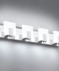 Over Mirror Vanity Lights Three Light Modern Chrome Fixture for Bathroom, stainless steel frame with acrylic shade.