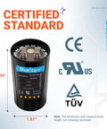UL Certified 340-408uF Round Start Capacitor 220-250V AC 50 60 Hz Plug In Replacement For Single Phase Motors Front View