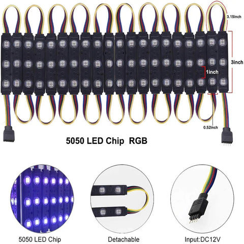 Lit RGB Window Lights For Storefronts 12V Waterproof LED Modules, 100ft Color Changing Strip For Advertising Signs, 5050 SMD With Remote