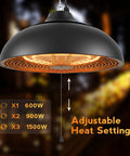 Ceiling Mounted 1500W Patio Heater For Outdoor Spaces, 3S Instant Heat, Three Power Modes shown in cozy ambiance.