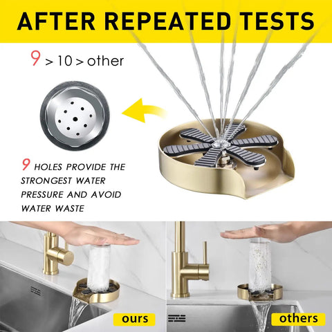 Glass Rinser For Sink, SUS 304 Stainless Steel Cup Washer, nine-hole design in brushed nickel, kitchen accessory