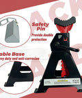 Beefy 3 Ton Jack Stands With Double Safety Lock Pin, adjustable height for cars, trucks; black heavy-duty vehicle support