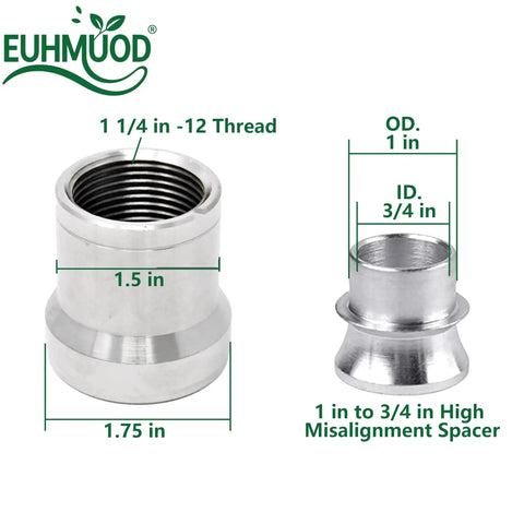 1-1/4 Inch Heavy Duty Heim Joint Rod End Kit With Left And Right Hand Threads Forged From Top Shelf 4130 Chromoly Steel displayed with dimensions.