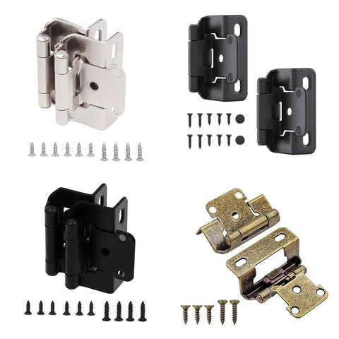 Antique Steel Cabinet Hinges For One Half Inch Overlay Doors Partial Wrap Half Hide Style Soft Close Closing Durable Hardware Set