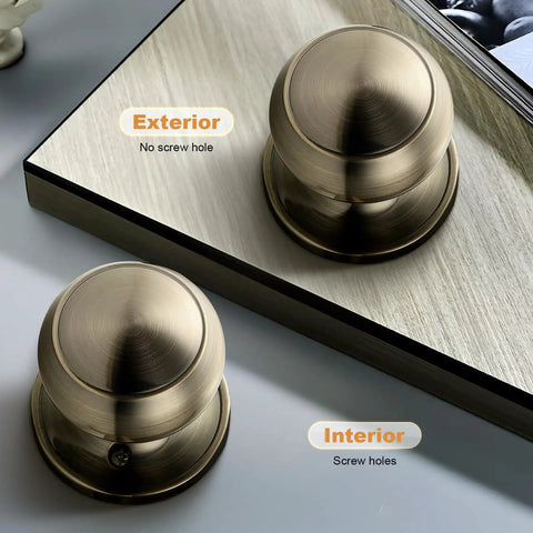 Antique Brass Interior Door Knob Set For Hallways And Closets Non Locking Passage Knobs With Round Ball Handles DIY Friendly