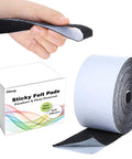 Self Adhesive Polyester Felt Tape 1.96 Inch Wide By 0.04 Inch Thick And 14.7 Feet Long Black for furniture and hard surfaces shown.