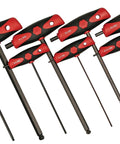Soft Grip Metric Hex T Handle Ball End Set, 8 Piece, 2.0mm 2.5mm 3.0mm 4.0mm 5.0mm 6.0mm 8.0mm 10.0mm, Chrome Vanadium Steel Blades