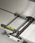 Magnetic Jointer Jig With Solid Steel Blade Setting Bars For 6 Inch To 8 Inch Jointer Beds in a metal jointer setup
