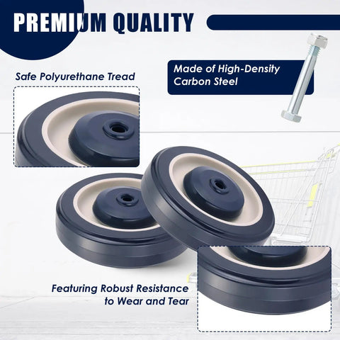 Smooth As Butter Blue TPU Polyurethane Shopping Cart Caster Wheels Replacement Kit Heavy Duty swivel casters with polyurethane tread