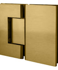 Satin Brass Geneva 180 Series Glass to Glass Standard Hinge with Self Centering Reversible 5 Degree Pivot Pin 180 Degree Opening